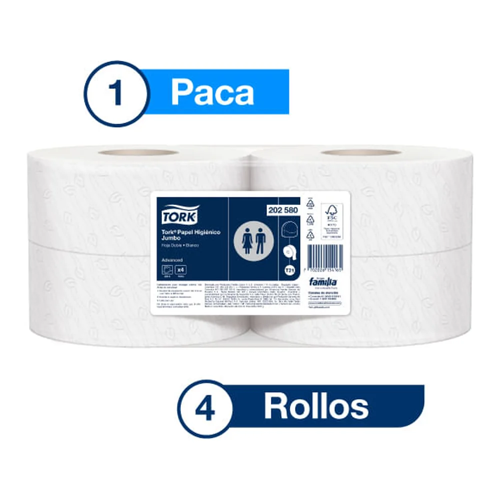 Papel Higiénico Jumbo 4/1 71132 820 pies Tork 2P
